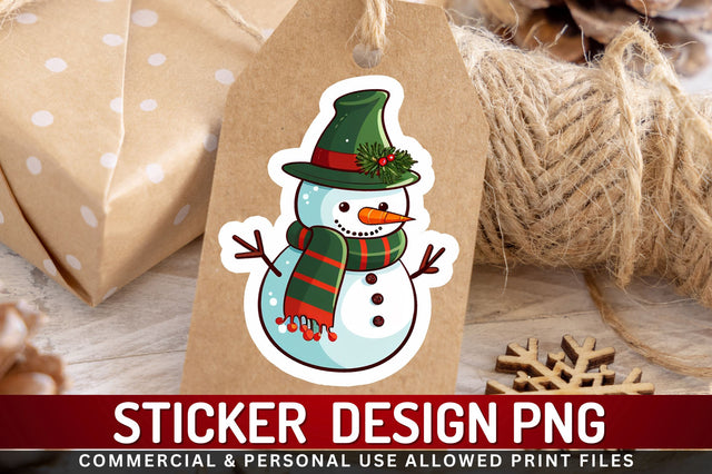 Christmas Snowman Sticker Design Sublimation Regulrcrative 