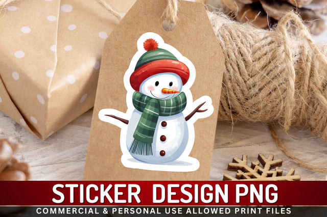 Christmas Snowman Sticker Design Sublimation Regulrcrative 