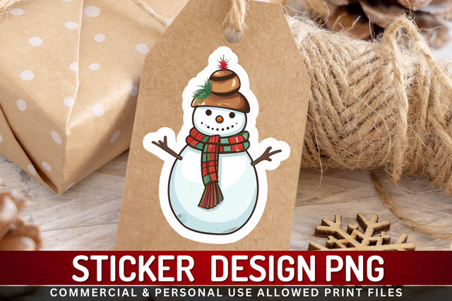 Christmas Snowman Sticker Design Sublimation Regulrcrative 