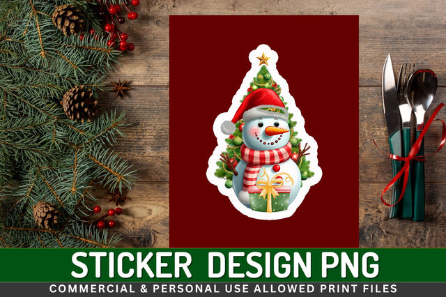 Christmas snowman Sticker Design Sublimation Regulrcrative 