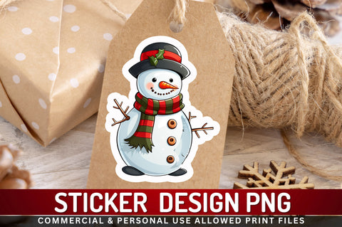 Christmas Snowman Sticker Design Sublimation Regulrcrative 