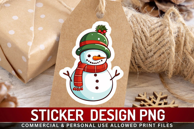 Christmas Snowman Sticker Design Sublimation Regulrcrative 