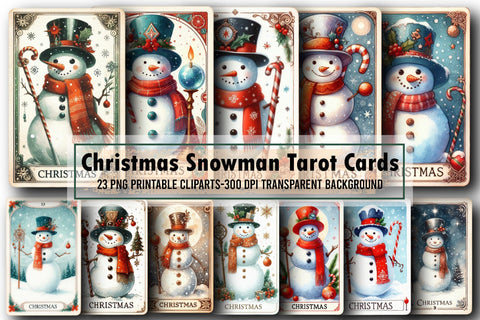 Christmas Snowman Tarot Cards Clipart Sublimation designartist 