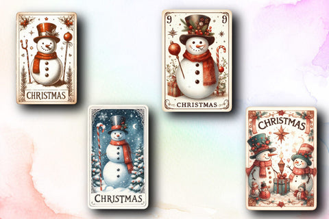 Christmas Snowman Tarot Cards Clipart Sublimation designartist 