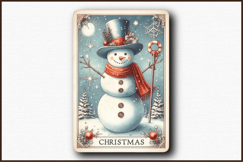 Christmas Snowman Tarot Cards Clipart Sublimation designartist 