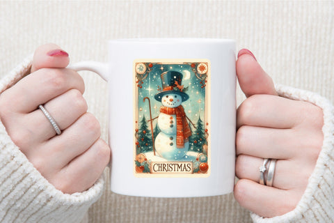 Christmas Snowman Tarot Cards Clipart Sublimation designartist 