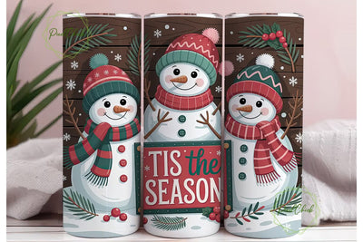 Christmas Snowman Trio Tumbler Wrap Sublimation PixelChick 