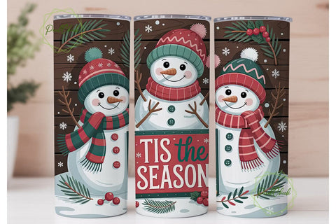 Christmas Snowman Trio Tumbler Wrap Sublimation PixelChick 