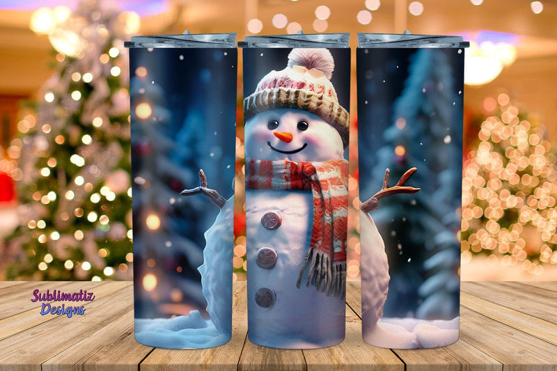 Christmas Snowman Tumbler 20 oz Wrap | 20 oz Skinny Tumbler Wrap Sublimation Christmas Design Sublimation Sublimatiz Designs 