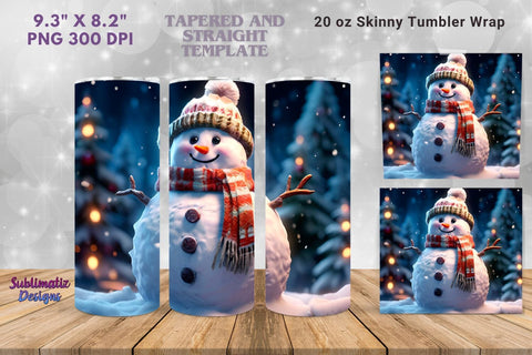 Christmas Snowman Tumbler 20 oz Wrap | 20 oz Skinny Tumbler Wrap Sublimation Christmas Design Sublimation Sublimatiz Designs 