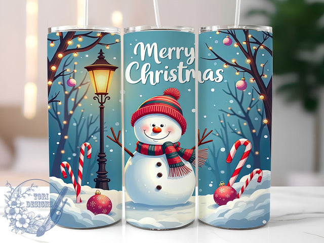Christmas Snowman Tumbler, Merry Snowman Design, 20oz Sublimation, Holiday Drinkware, Cute Snowman Gift, Winter Tumbler Wrap, Festive Holiday Tumbler Sublimation ToriDesigns 