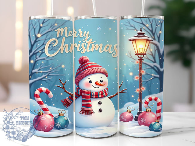 Christmas Snowman Tumbler, Merry Snowman Design, 20oz Sublimation, Holiday Drinkware, Cute Snowman Gift, Winter Tumbler Wrap, Festive Holiday Tumbler Sublimation ToriDesigns 