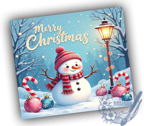 Christmas Snowman Tumbler, Merry Snowman Design, 20oz Sublimation, Holiday Drinkware, Cute Snowman Gift, Winter Tumbler Wrap, Festive Holiday Tumbler Sublimation ToriDesigns 