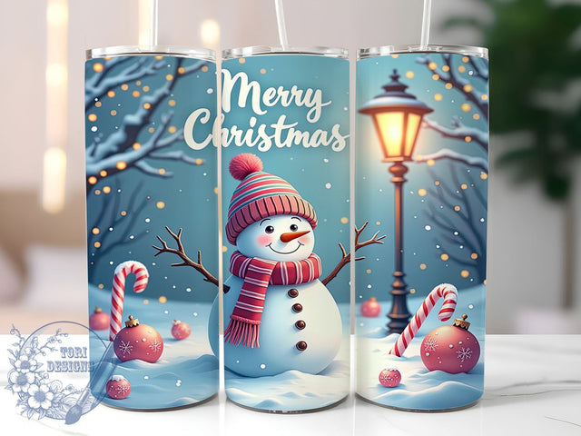 Christmas Snowman Tumbler, Merry Snowman Design, 20oz Sublimation, Holiday Drinkware, Cute Snowman Gift, Winter Tumbler Wrap, Festive Holiday Tumbler Sublimation ToriDesigns 