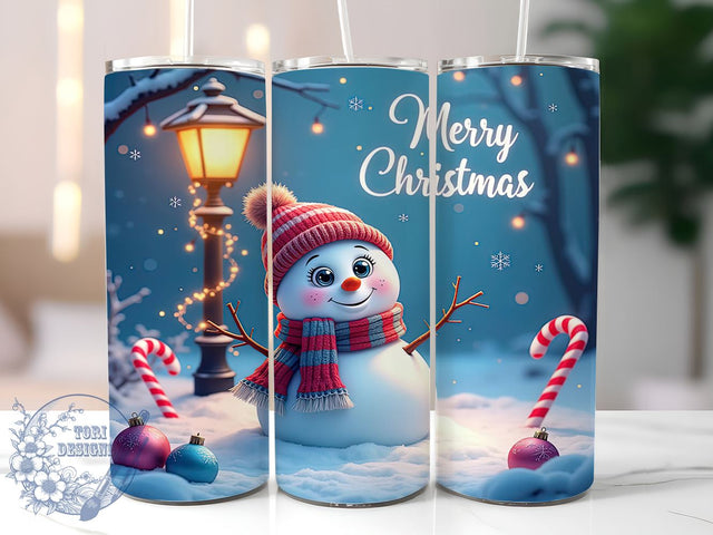 Christmas Snowman Tumbler, Merry Snowman Design, 20oz Sublimation, Holiday Drinkware, Cute Snowman Gift, Winter Tumbler Wrap, Festive Holiday Tumbler Sublimation ToriDesigns 