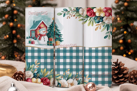 Christmas Snowman Tumbler Wrap Sublimation DesignSVG 