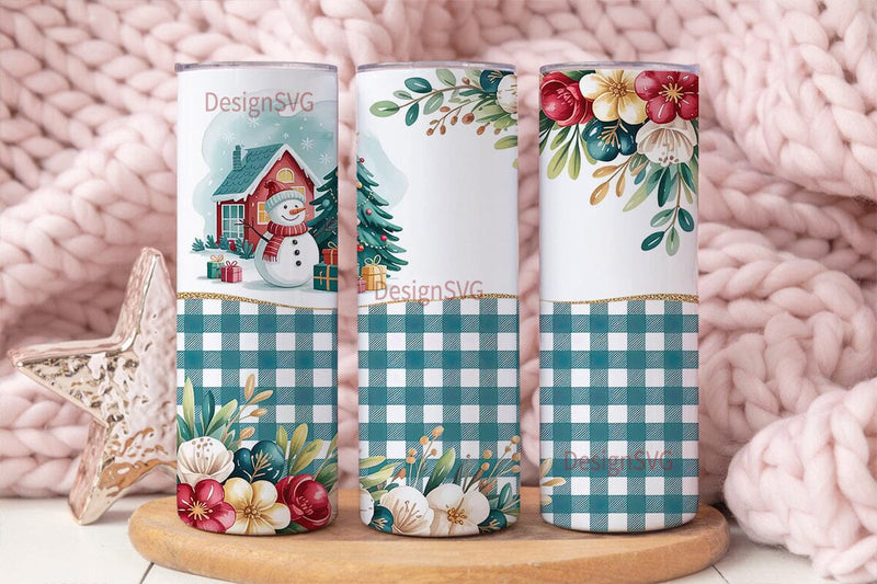 Christmas Snowman Tumbler Wrap Sublimation DesignSVG 
