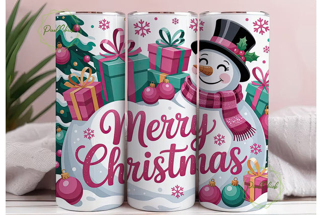 Christmas Snowman Tumbler Wrap Sublimation PixelChick 