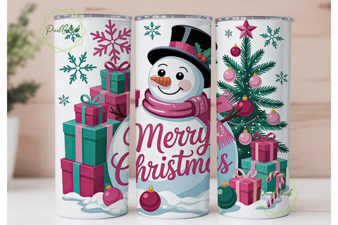 Christmas Snowman Tumbler Wrap Sublimation PixelChick 
