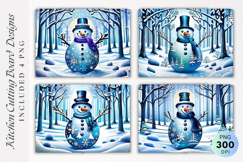 Christmas Snowman Winter Forest Cutting Board Sublimation Regulrcrative 