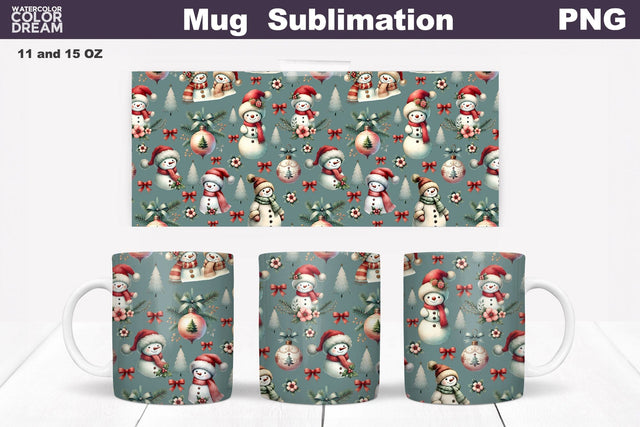 Christmas Snowman Wrap Sublimation WatercolorColorDream 