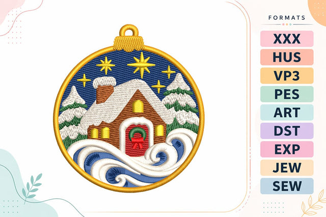 Christmas Snowy Cabin Ornament Embroidery Design Embroidery/Applique DESIGNS sg embroidery 