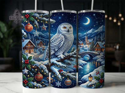 Christmas Snowy Owl 20oz Tumbler, Christmas Snowy Owl, Snowy Owl Tumbler, Owl Tumbler Wrap, Winter Owl Tumbler, Snowy Owl PNG, Christmas Owl PNG, 20oz Tumbler Wrap Sublimation SvggirlplusArt 