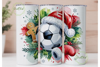 Christmas Soccer Ball 20oz Tumbler Wrap Sublimation PixelChick 