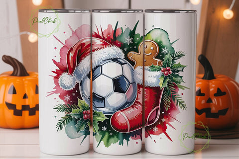 Christmas Soccer Ball 20oz Tumbler Wrap Sublimation PixelChick 