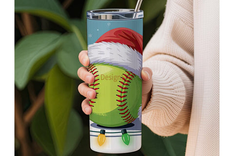 Christmas Softball 20oz Tumbler Wrap Sublimation DesignSVG 