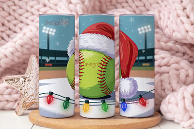 Christmas Softball 20oz Tumbler Wrap Sublimation DesignSVG 