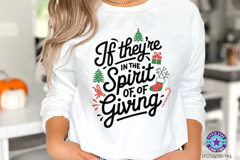 Christmas spirit of giving, Christmas Quote T shirt Design, Christmas Illustration SVG FiveStarCrafting 