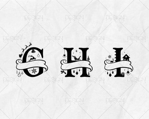 Christmas Split Alphabet Letter Svg, Christmas Monogram Svg, Christmas Letters Svg, Christmas Ornaments Svg, Christmas Font Svg Png Files SVG DesignDestine 