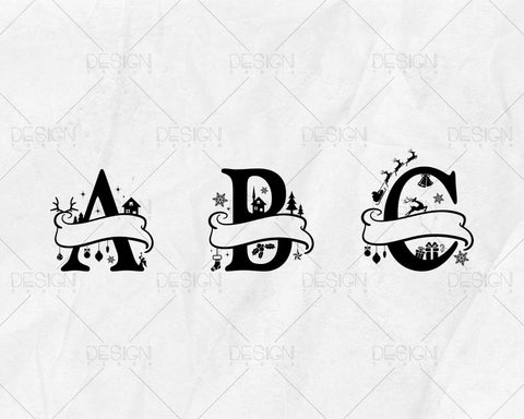 Christmas Split Alphabet Letter Svg, Christmas Monogram Svg, Christmas Letters Svg, Christmas Ornaments Svg, Christmas Font Svg Png Files SVG DesignDestine 