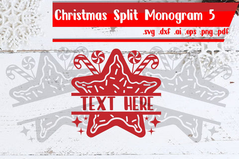 Christmas Split Monogram 5 SVG zafrans studio 