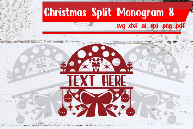 Christmas Split Monogram 8 SVG zafrans studio 