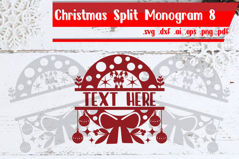 Christmas Split Monogram 8 SVG zafrans studio 