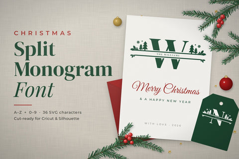 Christmas Split Monogram Font Font ampersand 