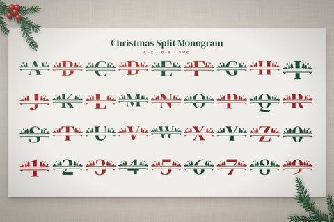 Christmas Split Monogram Font Font ampersand 