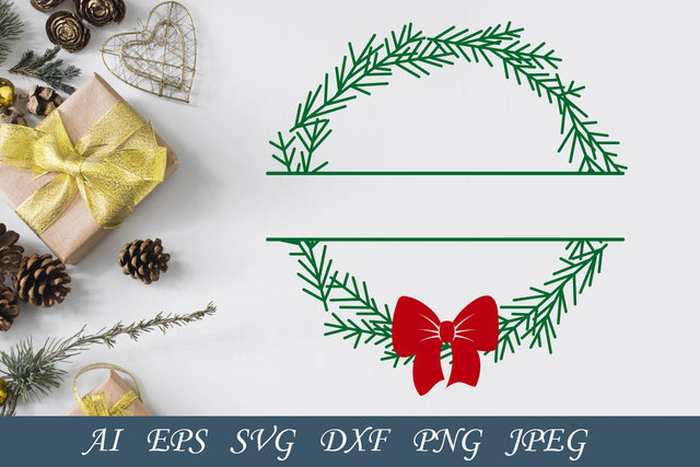 Christmas split monogram svg, Holiday family name frame SVG AnastasiyaArtDesign 