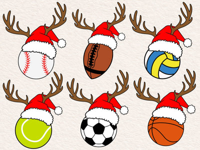 christmas Sport balls bundle svg, Basketball svg,Soccerball svg,Football svg,Baseball svg,softball svg,volleyball svg SVG DesignDestine 
