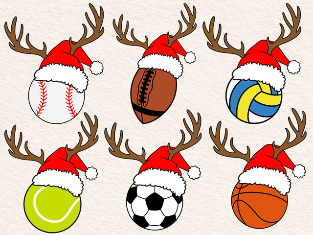 christmas Sport balls bundle svg, Basketball svg,Soccerball svg,Football svg,Baseball svg,softball svg,volleyball svg SVG DesignDestine 