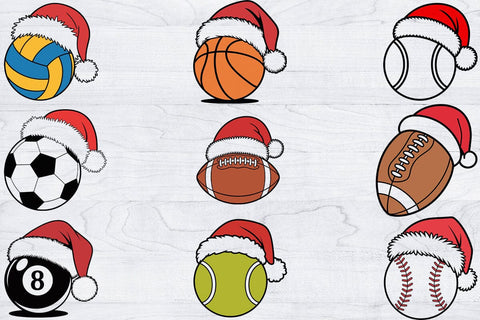 Christmas Sports Balls SVG Bundle, Sports Balls Clipart, Sports Ball Outline SVG Creativeart88 