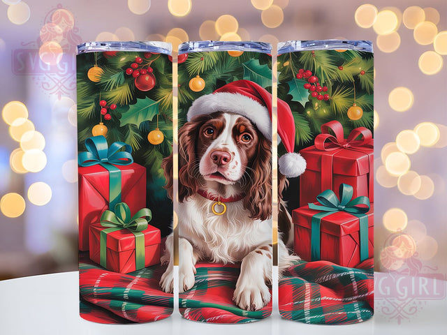 Christmas Springer Spaniel Tumbler, Springer Spaniel Wrap, Holiday Pet Design, Festive Dog Sublimation, 20oz Tumbler Wrap, Christmas Spaniel Art, Dog Lover Gift Sublimation SvggirlplusArt 