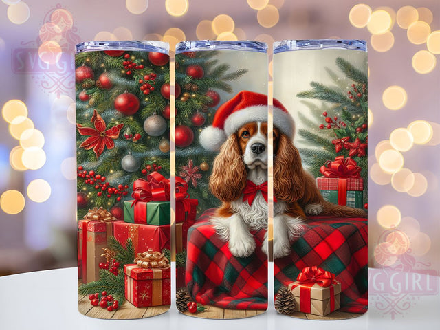Christmas Springer Spaniel Tumbler, Springer Spaniel Wrap, Holiday Pet Design, Festive Dog Sublimation, 20oz Tumbler Wrap, Christmas Spaniel Art, Dog Lover Gift Sublimation SvggirlplusArt 