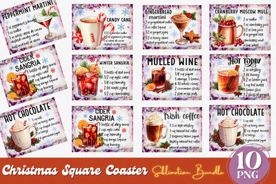 Christmas Square Coaster PNG Bundle Sublimation Regulrcrative 