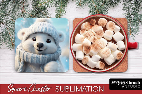 Christmas Square Coaster Sublimation Bundle, Cute Animals Sublimation OrangeBrushStudio 