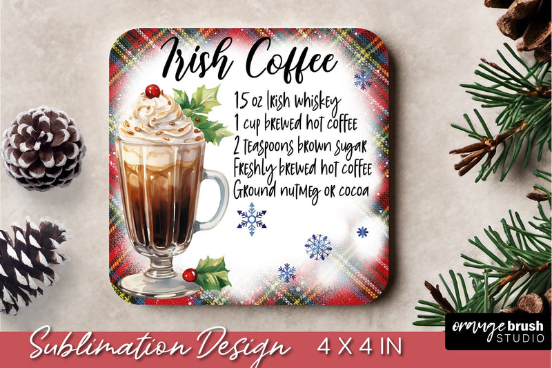 Christmas Square Coaster Sublimation | Cocktail Recipe Sublimation OrangeBrushStudio 