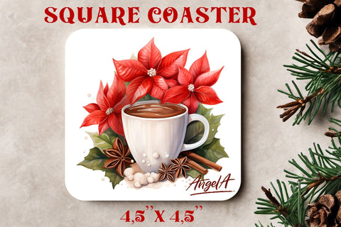Christmas square coaster sublimation / hot cocoa mug Sublimation Angelina Semenova 