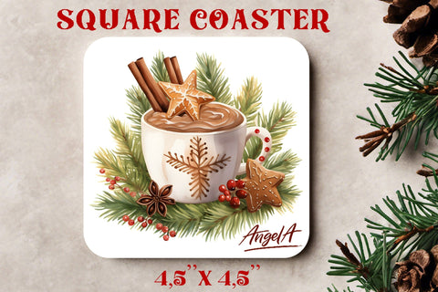 Christmas square coaster sublimation / hot cocoa mug Sublimation Angelina Semenova 